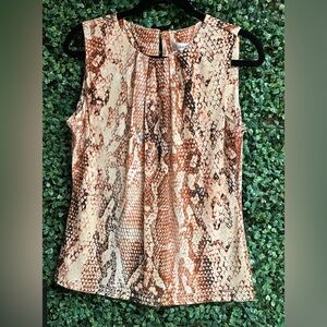 Calvin Klein Snakeprint Business Casual Tank Top l/Blouse - NWT - Medium